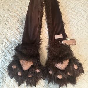 NEW Disney Parks Scala Pronto Furry Bear Paw Black  Glove Scarf Halloween NWT